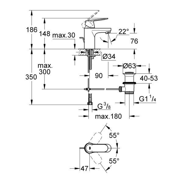 Змішувач для умивальника GROHE EURODISC COSMOPOLITAN 3282500E 56132 фото