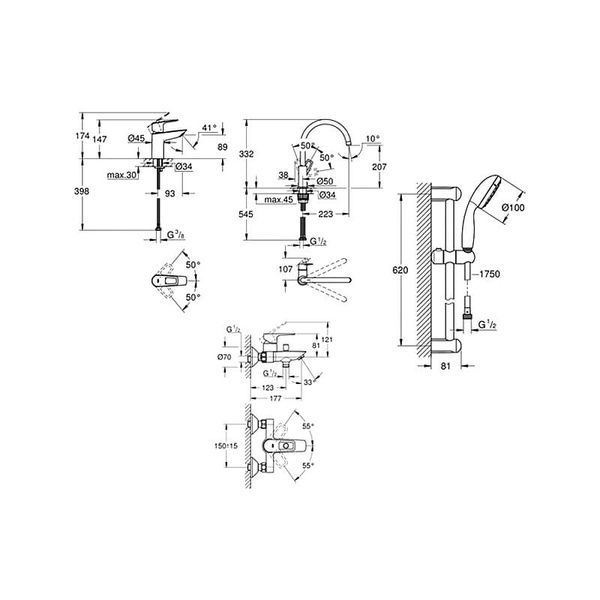 Набір змішувачів 4 в 1 GROHE BAULOOP UA123225K3 99992 фото
