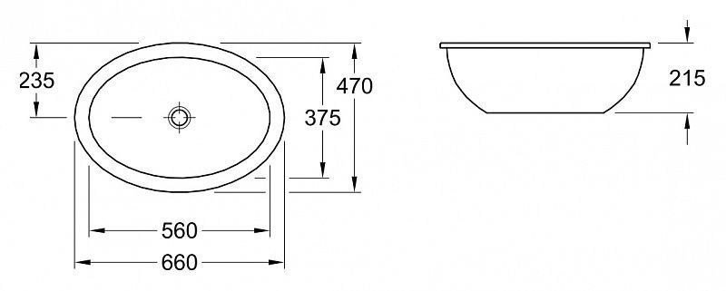 Умывальник встроенный VILLEROY & BOCH LOOP & FRIENDS 616130R1, 56x37,5, белый 68649 фото