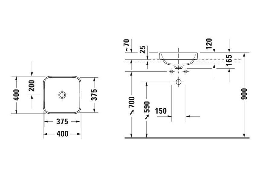 Умивальник накладний DURAVIT HAPPY D.2 PLUS 2359401300, 40х40, чорний матовий 800006093 фото