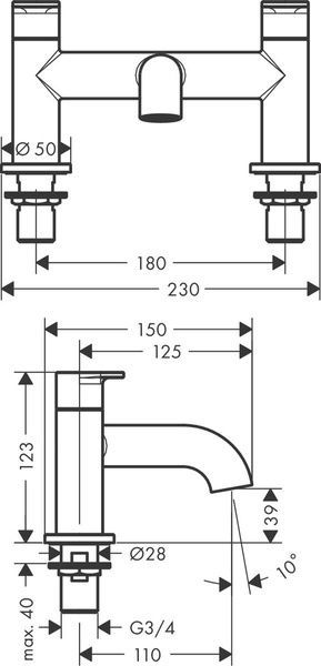 Смеситель на борт ванны HANSGROHE VERNIS BLEND 71442000 800004204 фото