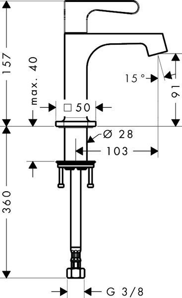 Кран AXOR CITTERIO M 34130000, 90, без зливного набору 800004820 фото