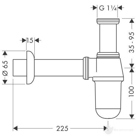 Сифон для умивальника HANSGROHE HANSGROHE 52053000 13112 фото
