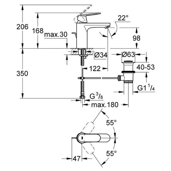 Смеситель для умывальника GROHE EUROSMART COSMOPOLITAN 23325000 37003 фото