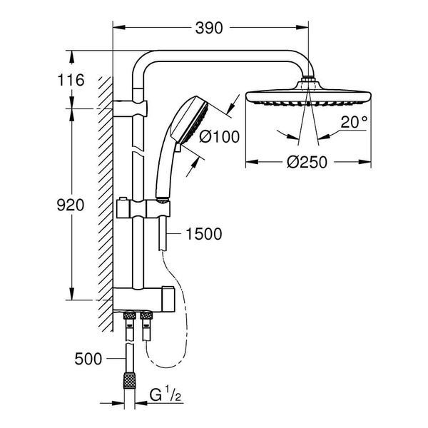 Душевая система без смесителя GROHE TEMPESTA 250 26675000 79280 фото