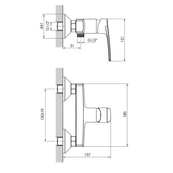 Змішувач для душу IMPRESE KAMPA 15285, хром 68032 фото