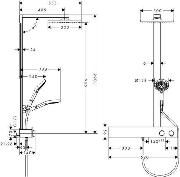 Душевая система с душевой штангой HANSGROHE RAINDANCE 27363000 59211 фото