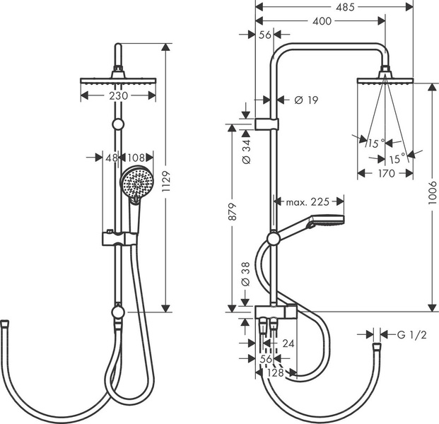 Душова система HANSGROHE VERNIS SHAPE 26289000 800003704 фото