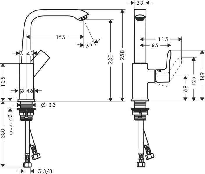 Смеситель для раковины с поворотным изливом HANSGROHE METRIS 31081000 35308 фото