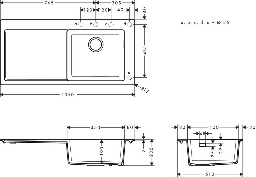 Мийка для кухні з сушаркою зліва HANSGROHE S51 43314380, сірий матовий 74211 фото