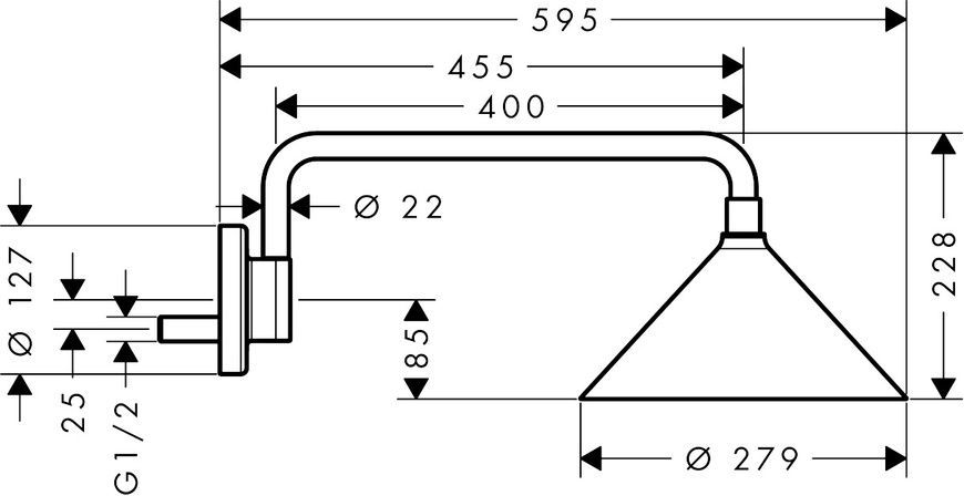 Верхній душ 240 2jet AXOR SHOWERS FRONT 26021000, з тримачем 41132 фото