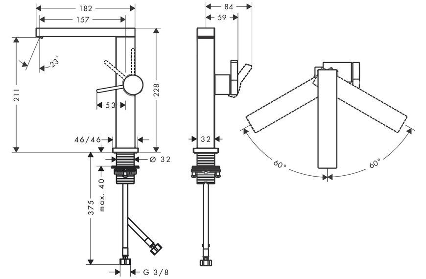 Змішувач для раковини з донним клапаном HANSGROHE TECTURIS E 73060000 92493 фото