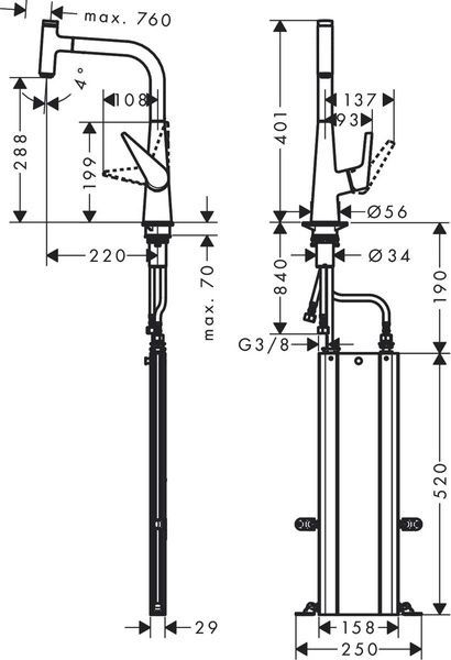 Змішувач для кухонної мийки HANSGROHE TALIS SELECT M51 73853800, нержавіюча сталь 74210 фото