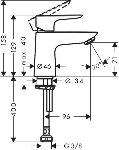 Змішувач для раковини тільки для холодної води HANSGROHE TALIS E 71706000 69643 фото