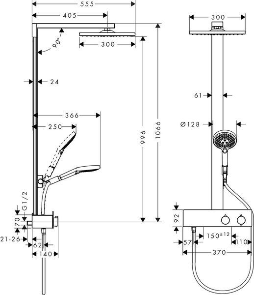 Душевая система с душевой штангой HANSGROHE RAINDANCE 27361000 59210 фото