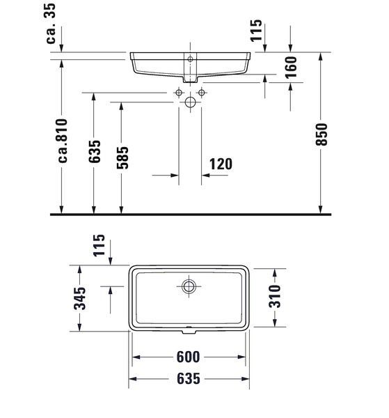 Умывальник встроенный DURAVIT VERO AIR 0384600000, 60х31 800005945 фото
