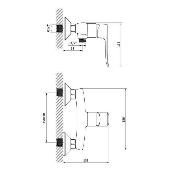 Смеситель для душа RJ SLIP RBZ090-5, хром 73180 фото