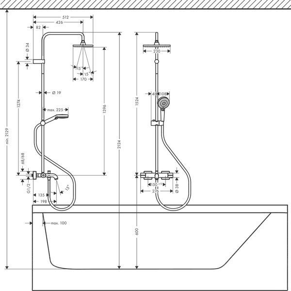 Душевая система с термостатом HANSGROHE VERNIS SHAPE 26284000 81669 фото