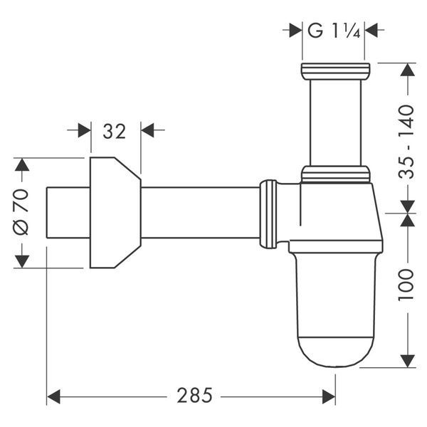 Сифон для умивальника HANSGROHE HANSGROHE 52010000, хром 13818 фото