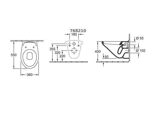 Унітаз VILLEROY & BOCH O.NOVO 7682R001, з відкритим змивним краєм із DirectFlush, білий глянсовий 800005754 фото