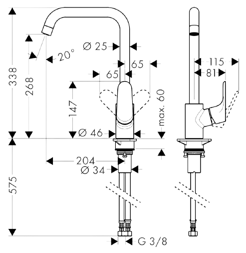 Змішувач для кухонної мийки HANSGROHE FOCUS M41 31820800, нержавіюча сталь 25266 фото