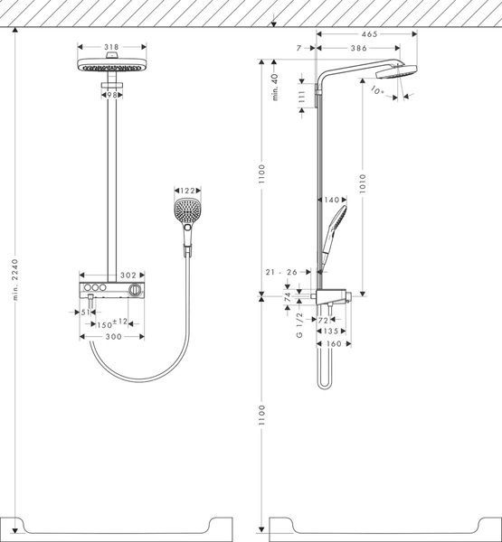 Душова система з термостатом HANSGROHE RAINDANCE SELECT 27127000 39774 фото