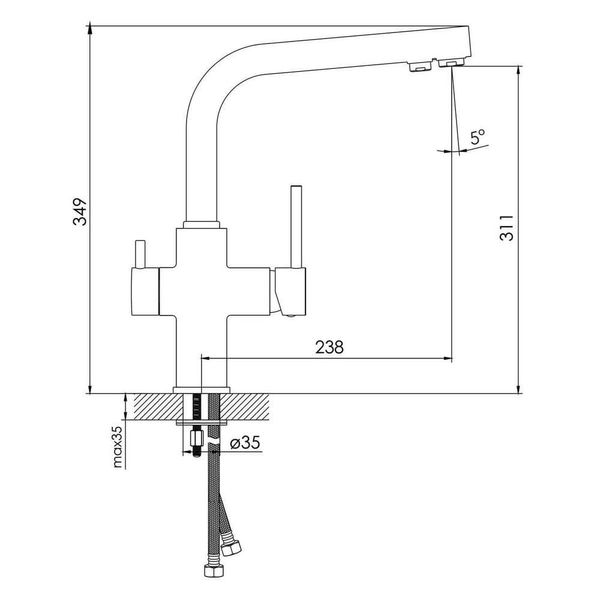 Змішувач для кухні з під'єднанням фільтрованої води IMPRESE DAICY 55009-F, хром 26732 фото