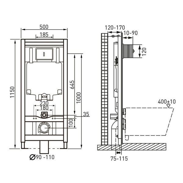 Набор инсталляционный VILLEROY & BOCH ARCHITECTURA 4694HR01+141515 74229 фото