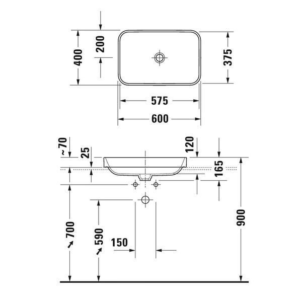 Умивальник на стільницю DURAVIT HAPPY D.2 PLUS 2359601300, 60х40 см, чорний 800005946 фото