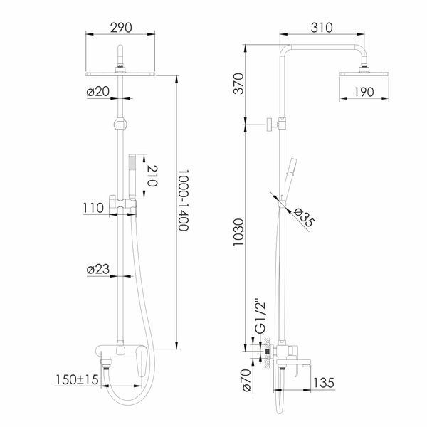Душевая система IMPRESE SAFIR t030B08110SQ, черный матовый 93321 фото