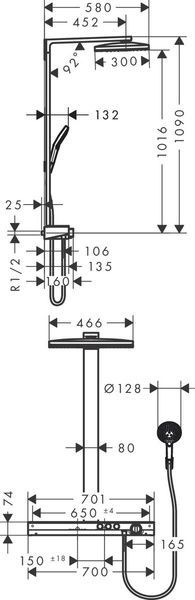 Душова система з термостатом HANSGROHE RAINMAKER SELECT 27109400, хром з білим 61577 фото