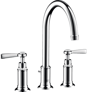 Смеситель для раковины AXOR MONTREUX 16514000, на 3 отверстия, 180, с рычаговыми рукоятками, с донным клапаном 64391 фото