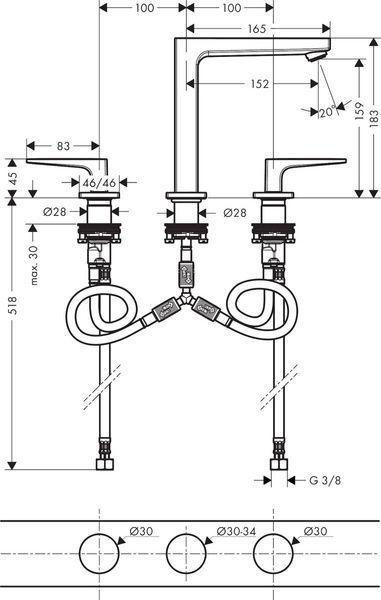 Змішувач для раковини HANSGROHE METROPOL 32515340, чорний матовий хром 800004030 фото
