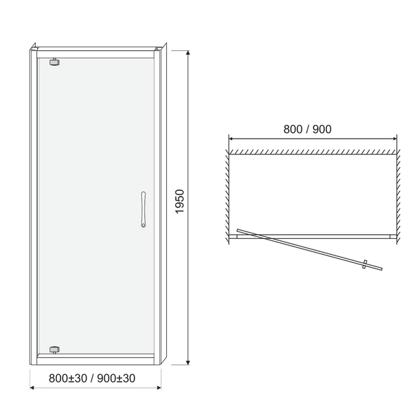 Двері душові EGER 599-150-90(h), 90 см 62714 фото