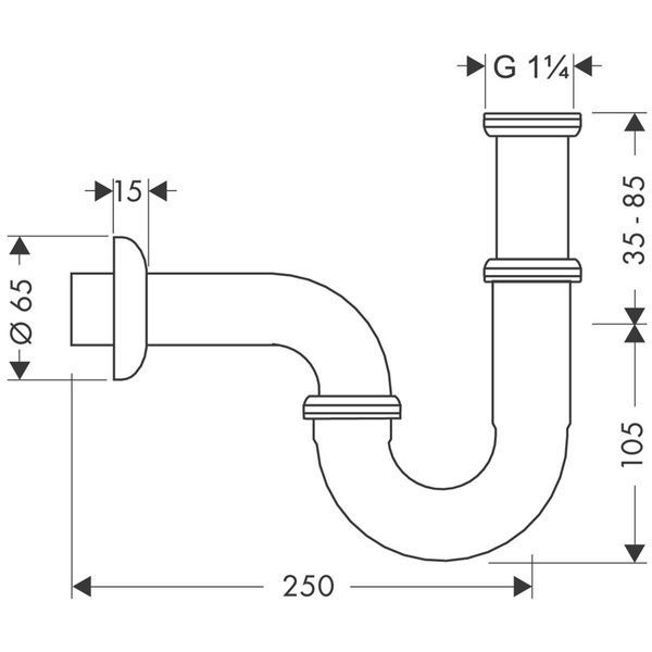 Сифон для раковини трубчастий HANSGROHE 53002000 13816 фото