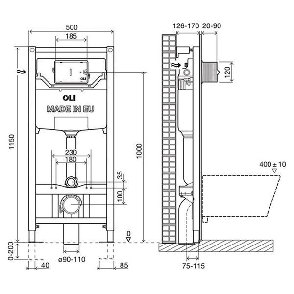 Инсталляция для унитаза OLI PLUS 885052, 120 80000001928 фото