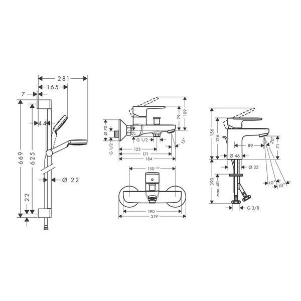 Набір змішувачів HANSGROHE VERNIS 71550111 85860 фото