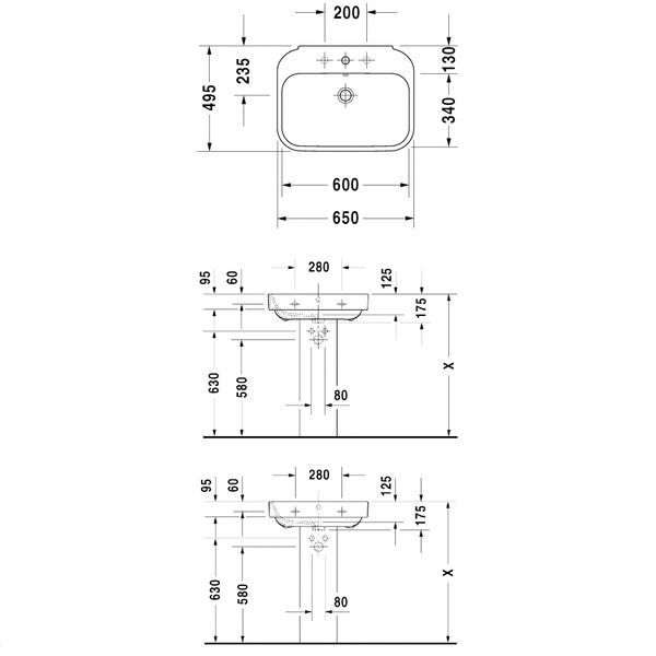 Умывальник подвесной DURAVIT HAPPY D.2 2316650000, 65х49.5 800006020 фото