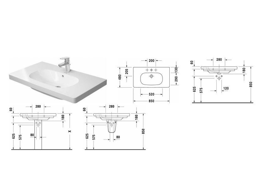 Умивальник накладний DURAVIT D-CODE 03428500002, 85 см 800005970 фото
