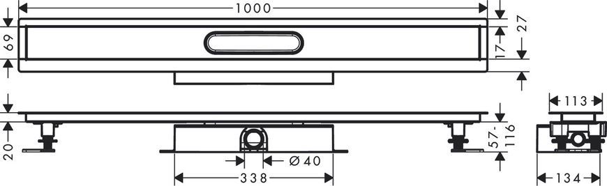 Монтажный комплект для каналов HANSGROHE UBOX UNIVERSAL 56020180, нержавеющая сталь 800004280 фото
