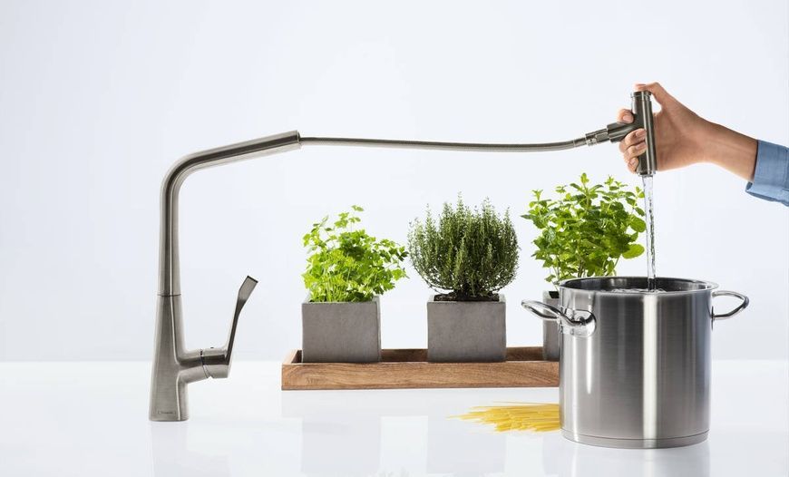 Змішувач для кухонної мийки HANSGROHE METRIS SELECT 14884800, нержавіюча сталь 48176 фото