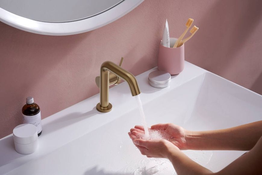 Смеситель для раковины с донным клапаном HANSGROHE TECTURIS S 73320140, бронза сатин 800004080 фото