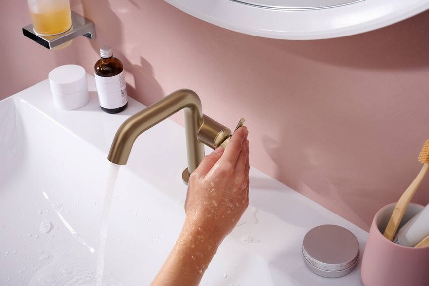 Смеситель для раковины с донным клапаном HANSGROHE TECTURIS S 73320140, бронза сатин 800004080 фото