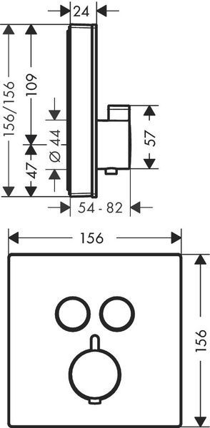 Термостат для двох споживачів скляний HANSGROHE SHOWERSELECT 15738600, чорний 49393 фото