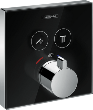 Термостат для двух потребителей стеклянный HANSGROHE SHOWERSELECT 15738600, черный 49393 фото