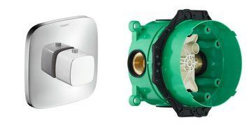 Термостат скрытого монтажа 2 функции со скрытой частью HANSGROHE PURAVIDA 15772400+01800180, белый матовый 93380 фото