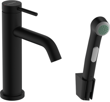 Смеситель для раковины с гигиеническим душем HANSGROHE TECTURIS S 73211670, черный матовый 92488 фото