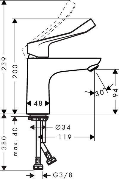 Змішувач для раковини з довгою рукояткою та HANSGROHE FOCUS 31915000 800004057 фото