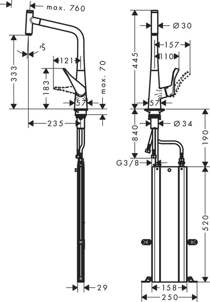 Змішувач для кухонної мийки HANSGROHE METRIS SELECT M71 73803000 800003957 фото