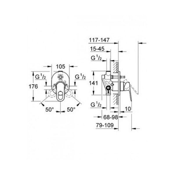 Смеситель скрытого монтажа GROHE BAUCLASSIC 29047000 35687 фото